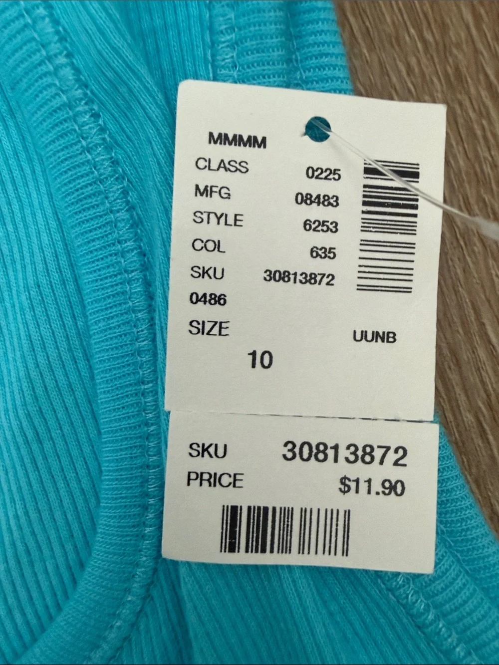 Justice Girls Turquoise Ribbed Tank Top, Size 10